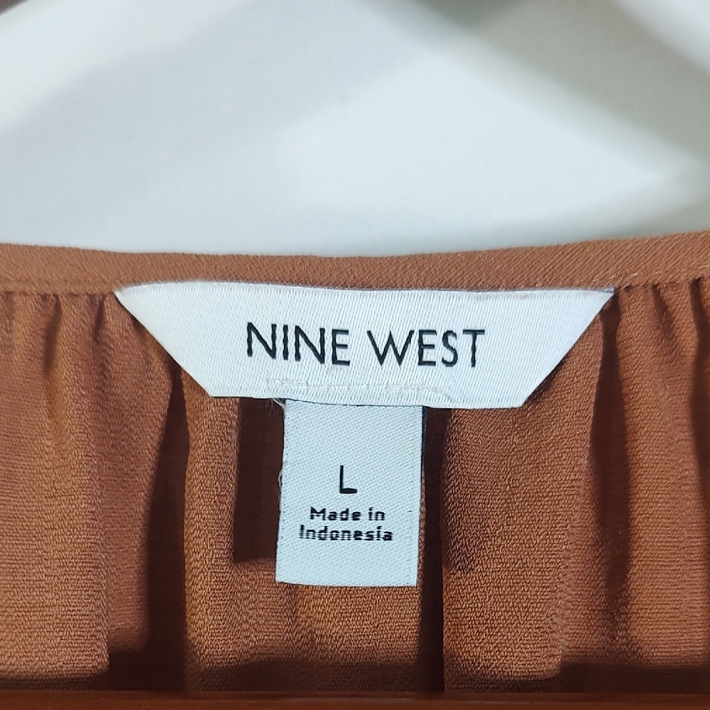 Nine West Puff Sleeve Blouse with Mandarin Collar - Picture 8 of 10
